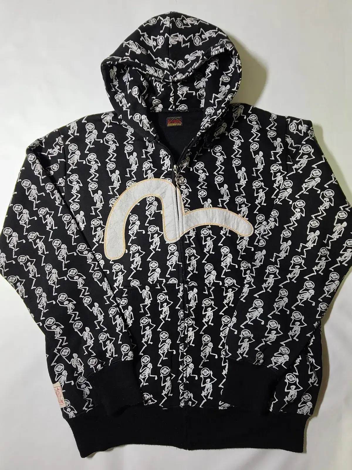 Evisu Evisu Vintage Big Size Black Hooded Zip-Up (2XL)