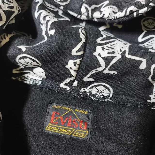 Evisu 에비수 빈티지 빅사이즈 블랙 후드집업(2XL)