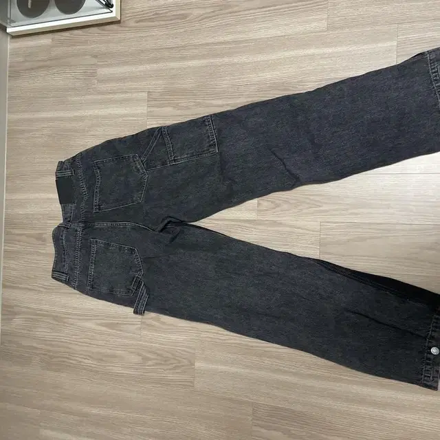 애드오프 mix denim carpenter pants black