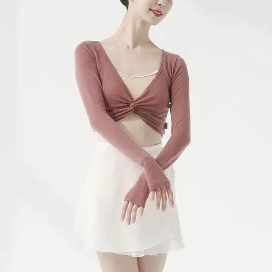 ms dancewear 메시아 꼬임 크롭티 더스티로즈