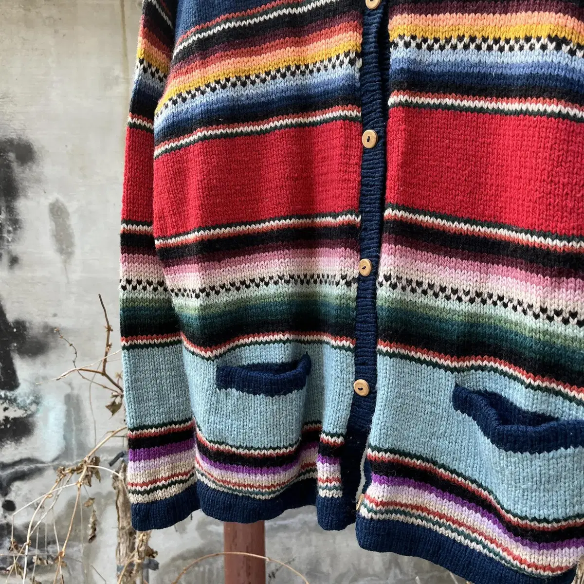 INDIO wool 100% knit cardigan ( 페루제 )