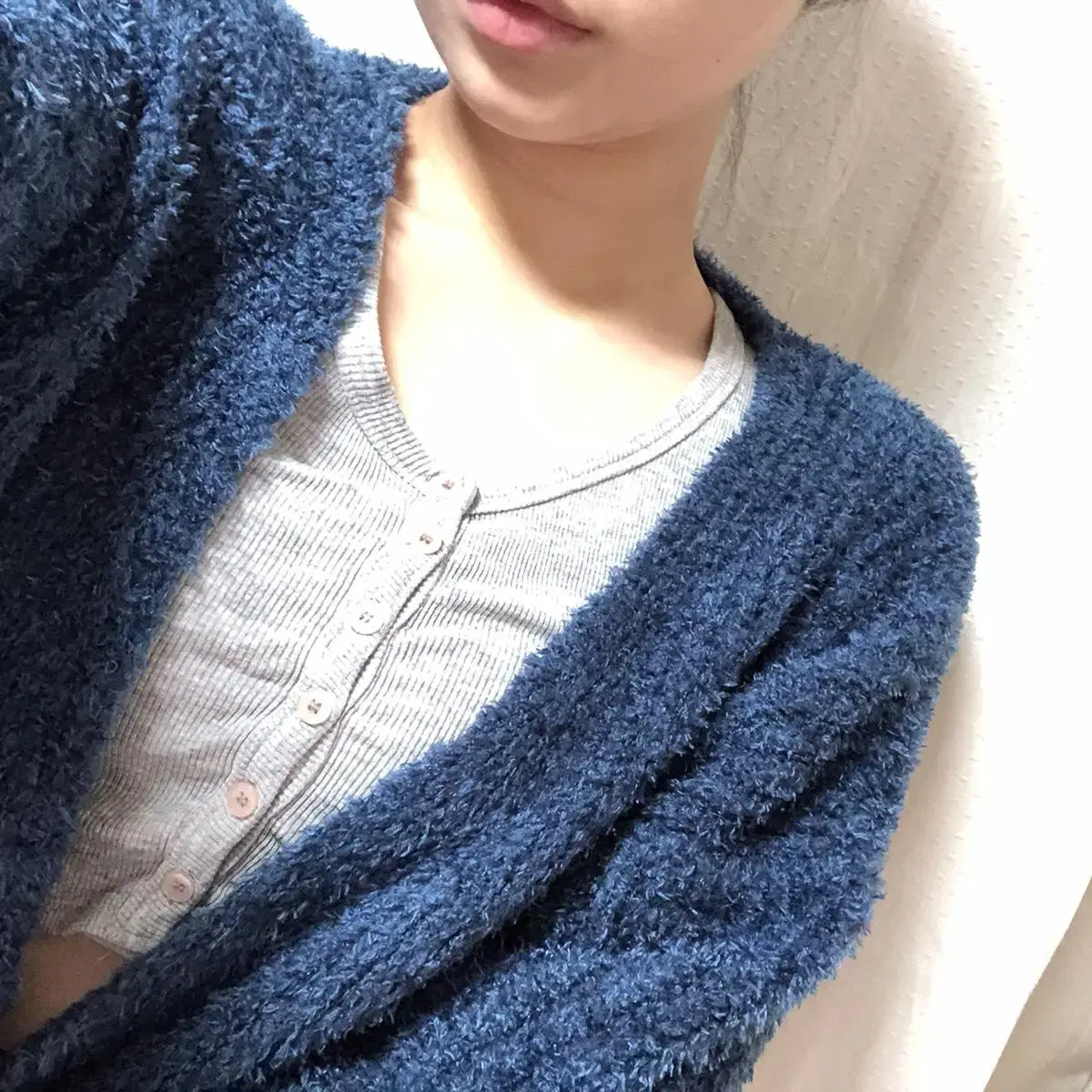 Blue cardigan