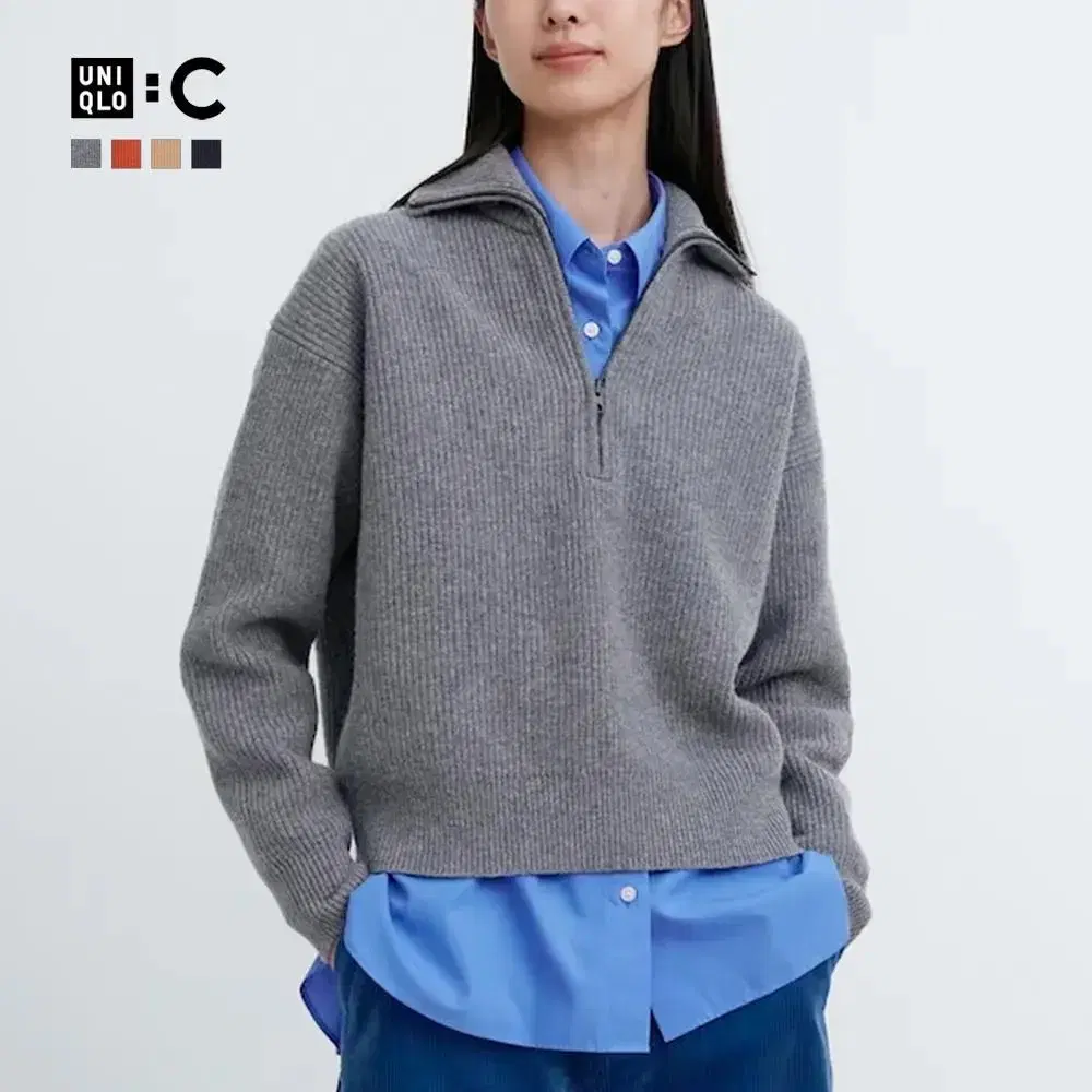 Uniqlo C Premium Lambswool Half Zip Sweater M