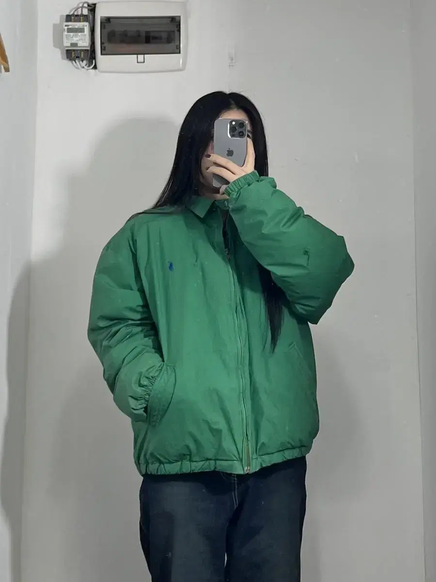 90s Polo Green Puffer Padded L