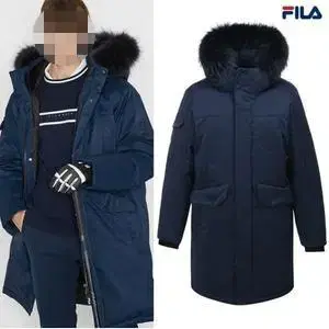 정가32만원 휠라 FILA 프리미엄 라쿤후드 거위털 구스다운 롱패딩 95