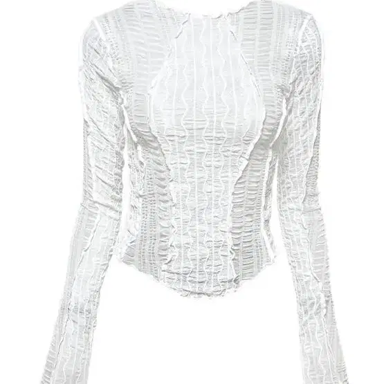 메조쿤스트 wrinkle snake layer top - white