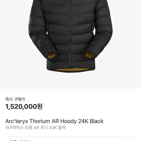 아크테릭스 토륨 ar 후드 패딩 24k xl