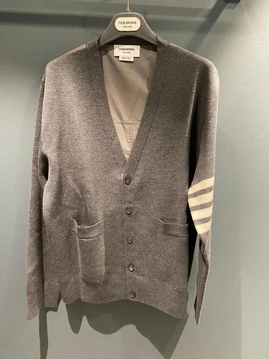 Thom Browne Outlet Grey 4-Bar Cardigan Size 2