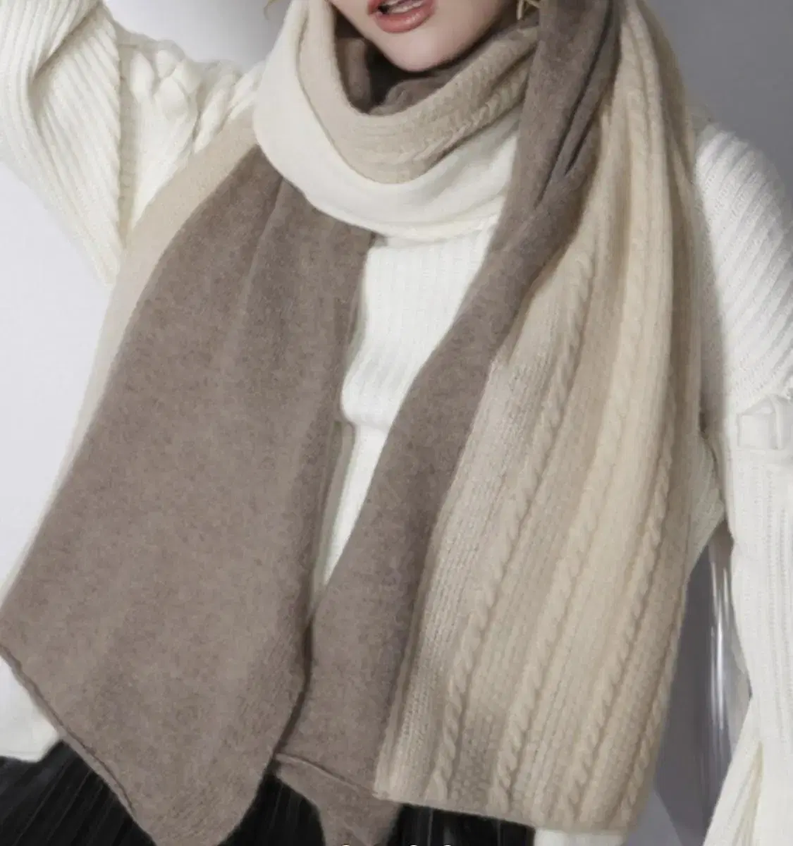 Knit Tricolor Wool Blend Long Scarf Shawl (Free Shipping on New Arrivals)