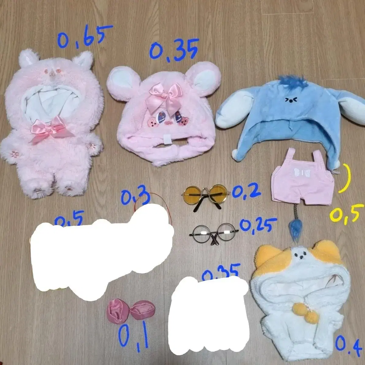 20cm 무속성 인형옷 처분 양도(안경 망토 떡코 멜빵 우주복 옷장)