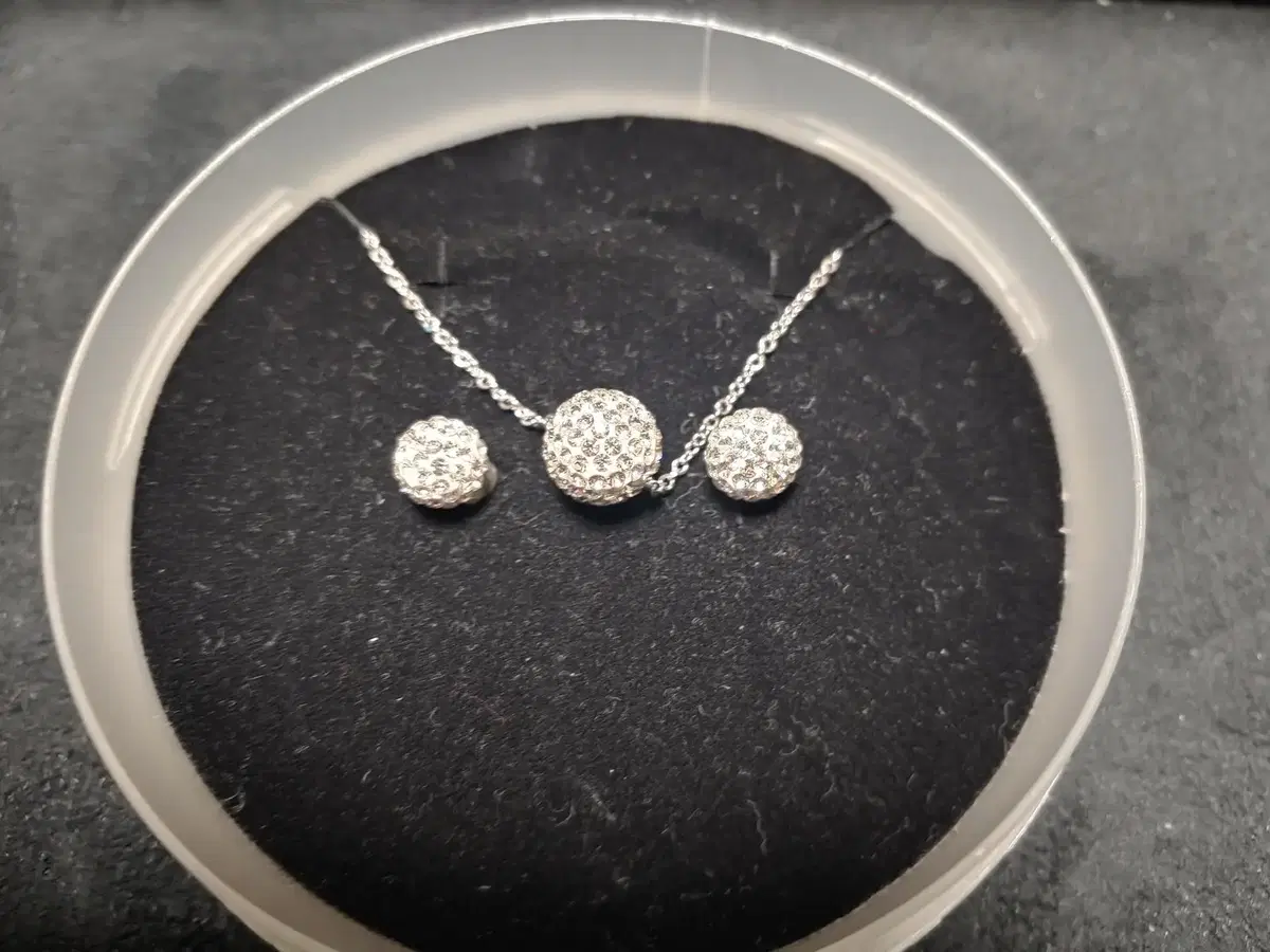 Circle Cubic Necklace and Earring Set