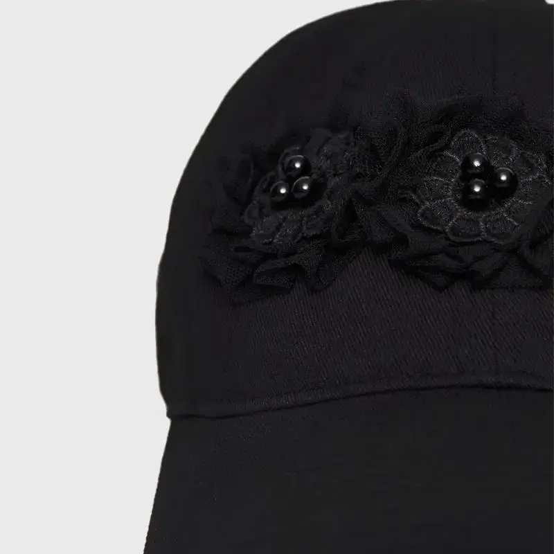 Burmula LACE FLOWER BALL CAP (BLACK)