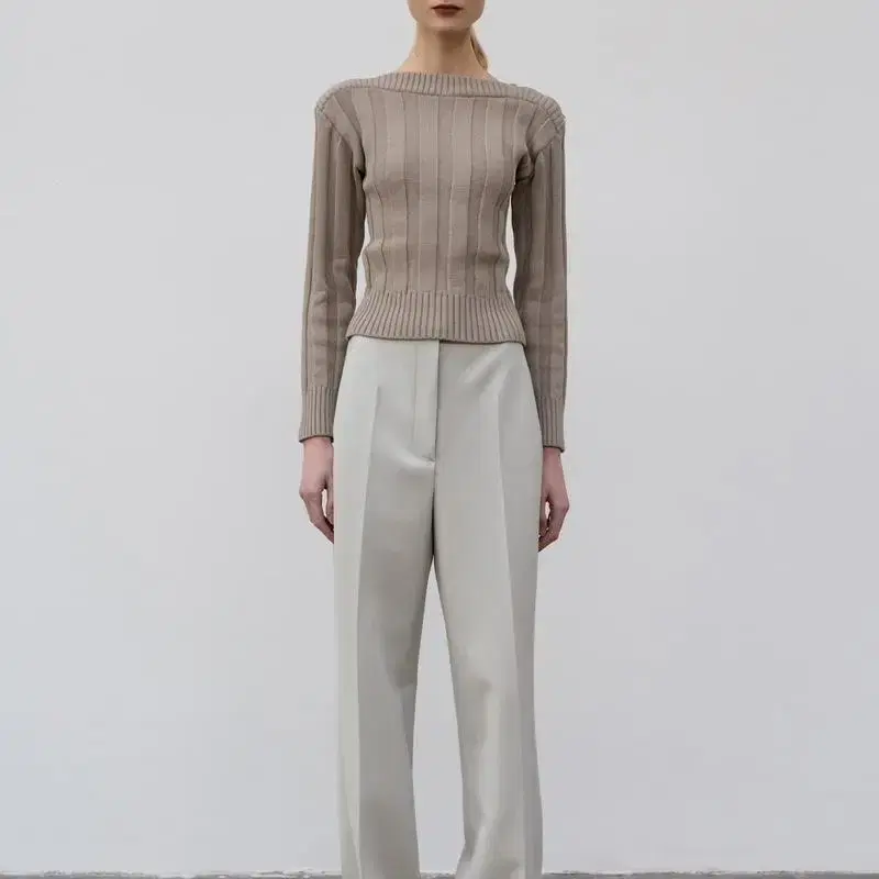 로우클래식 BOATNECK FLAT KNIT - LIGHT KHAKI