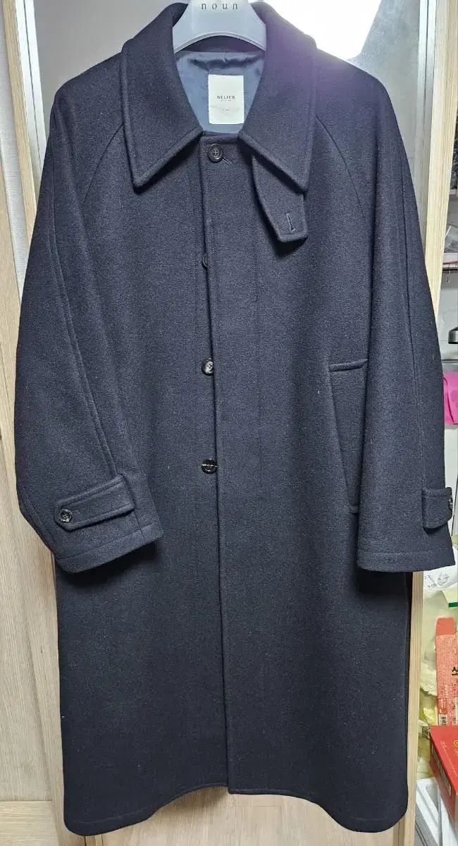 [M]Belle Maxi Melton Wool Balmacan Coat - Dark Navy