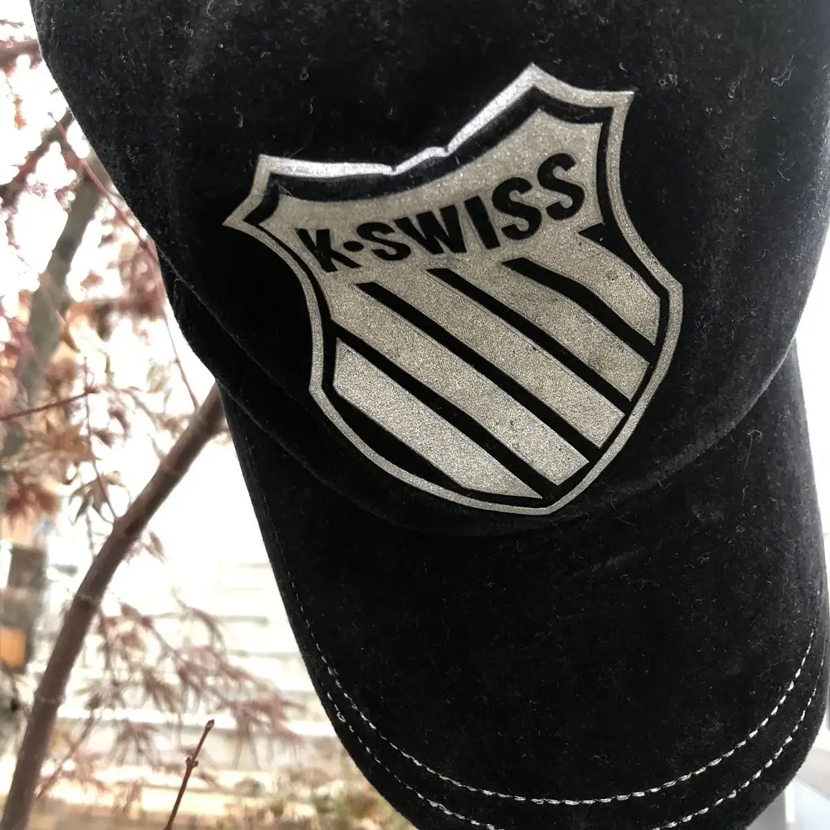 Vintage K swiss black velvet ball cap