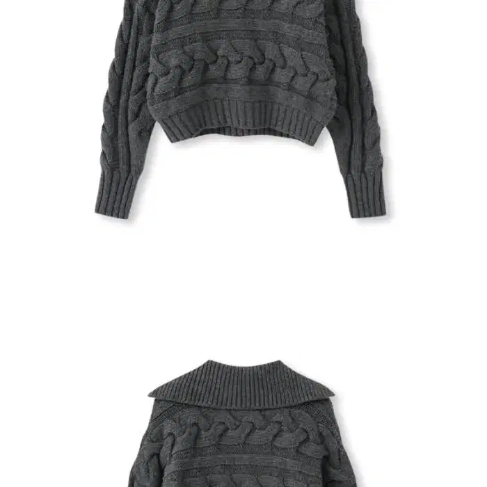 리엘 Cable open collar knit (차콜)