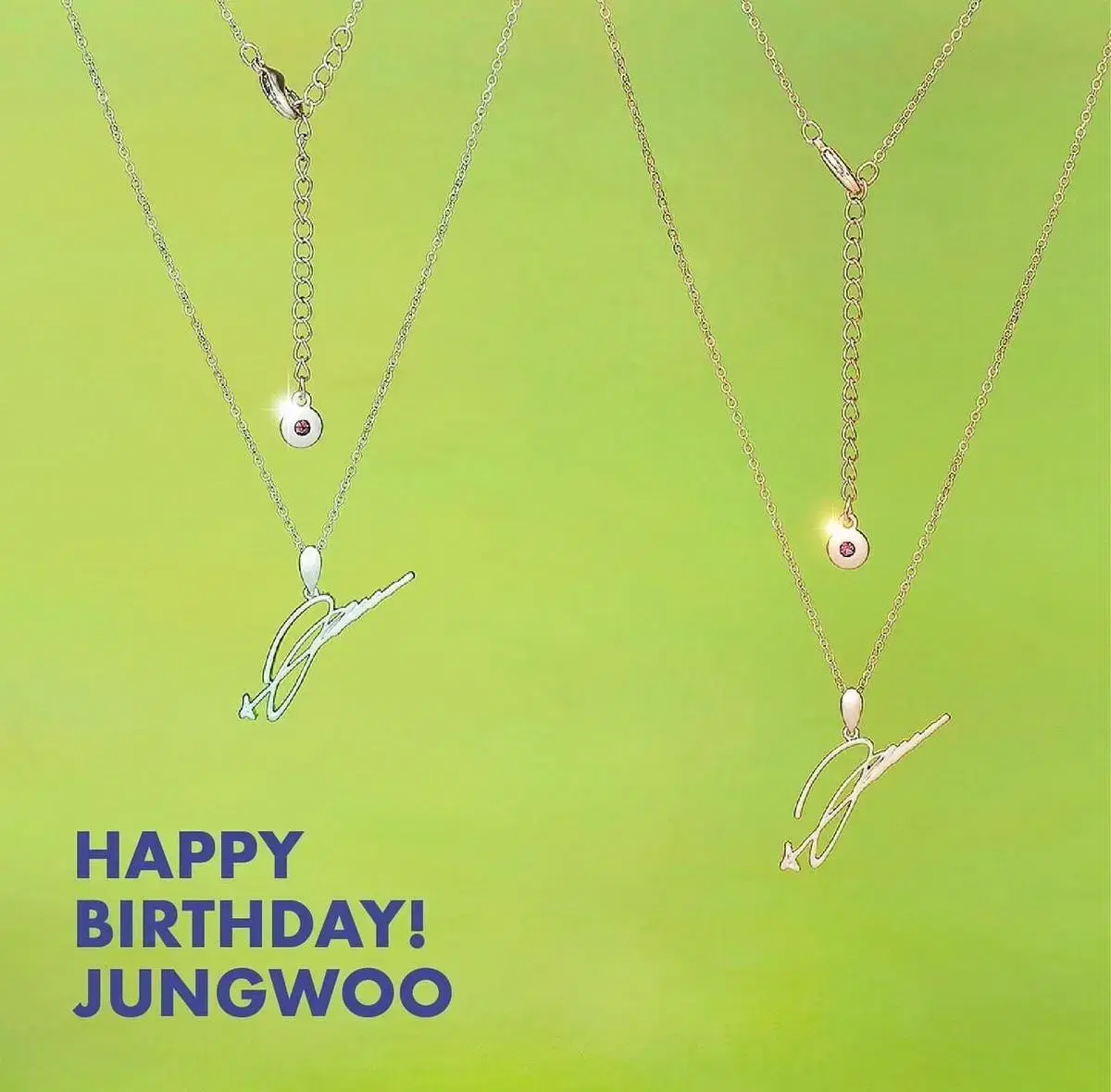 NCT jungwoo birthday cignature Necklace Rose Gold Unsealed