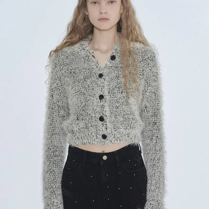 diagnal FUZZY MIXED KNIT CARDIGAN 다이애그널