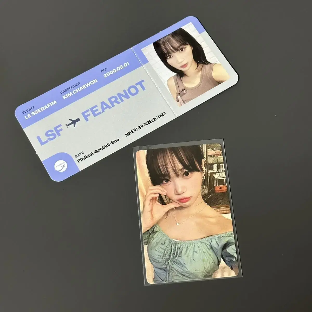 le sserafim photobook pimbidibabidibu kim chaewon photocard photocard