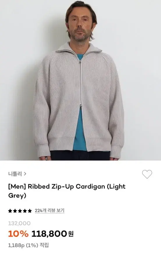 Knit Zip-Up Cardigan in Light Grey