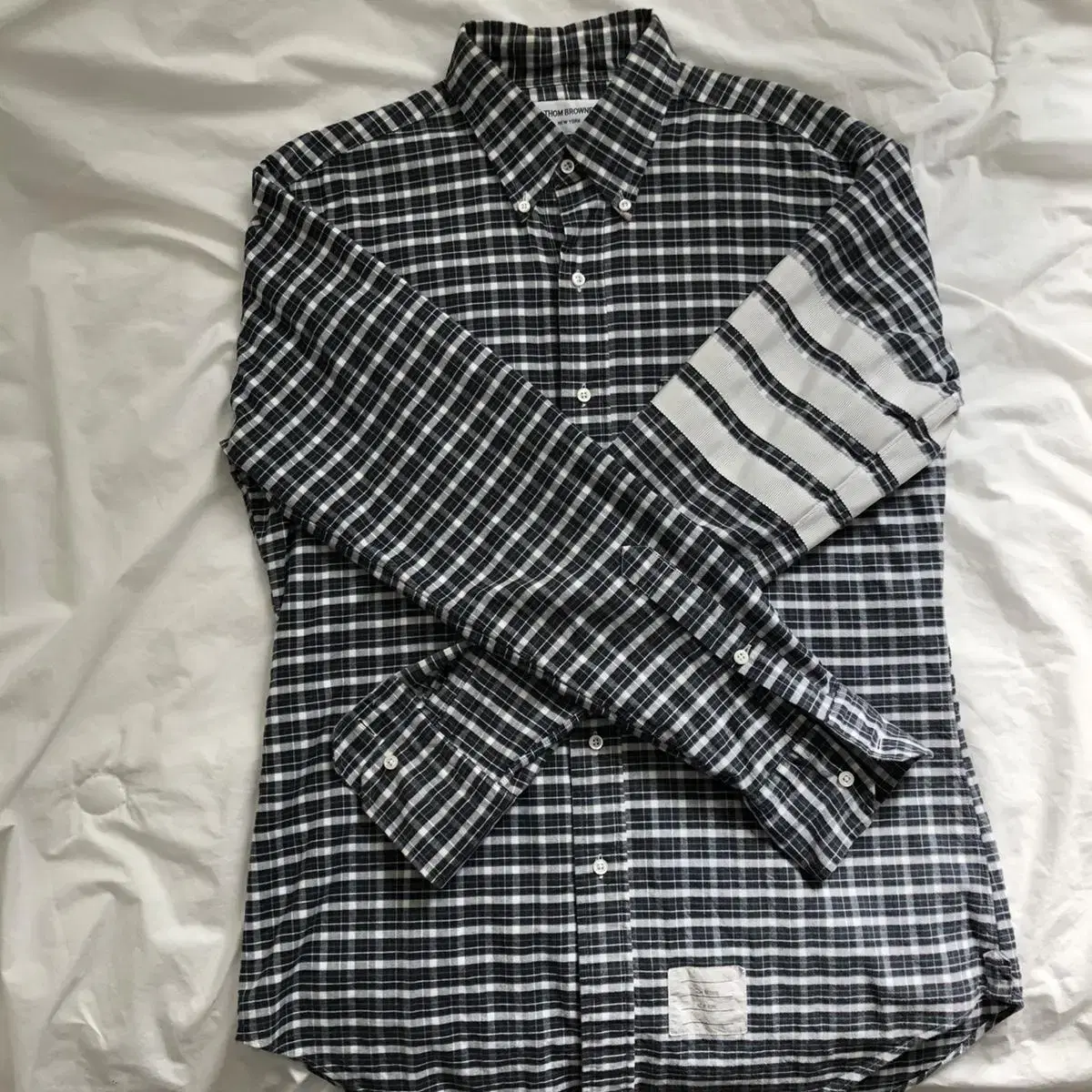 (Sold) Thom Browne checked four-button shirt, size 3 for sale