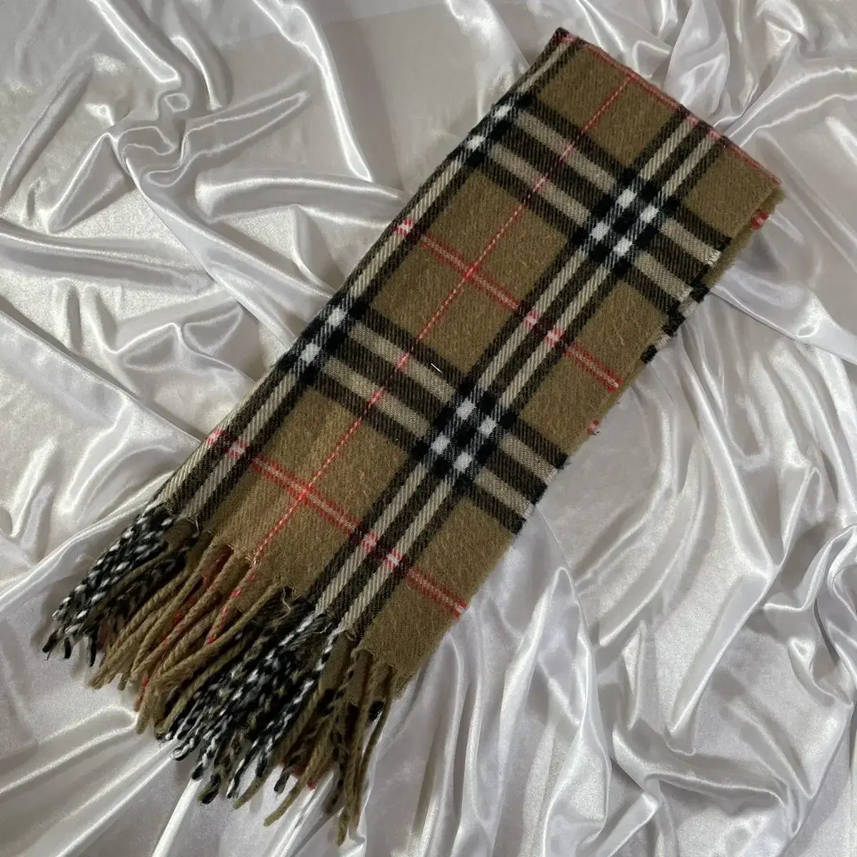 Vintage beige check scarf