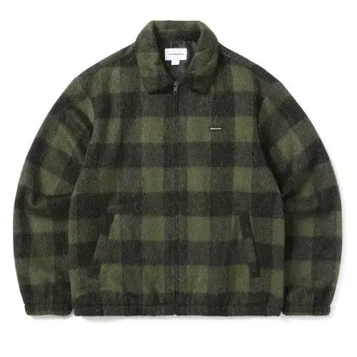 Brushed Check Zip Jacket Olive