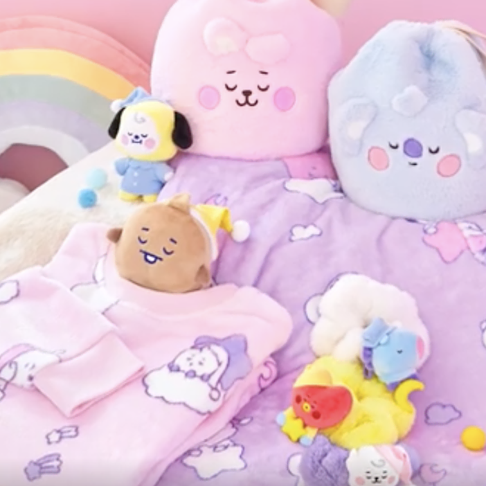 라인프렌즈 BT21 BABY 패턴 퍼플 담요