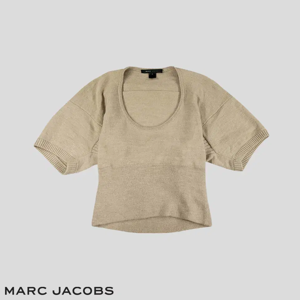 Marc Jacobs Beige wool100 round neck back shirring stingray fit short sleeve knit WOM