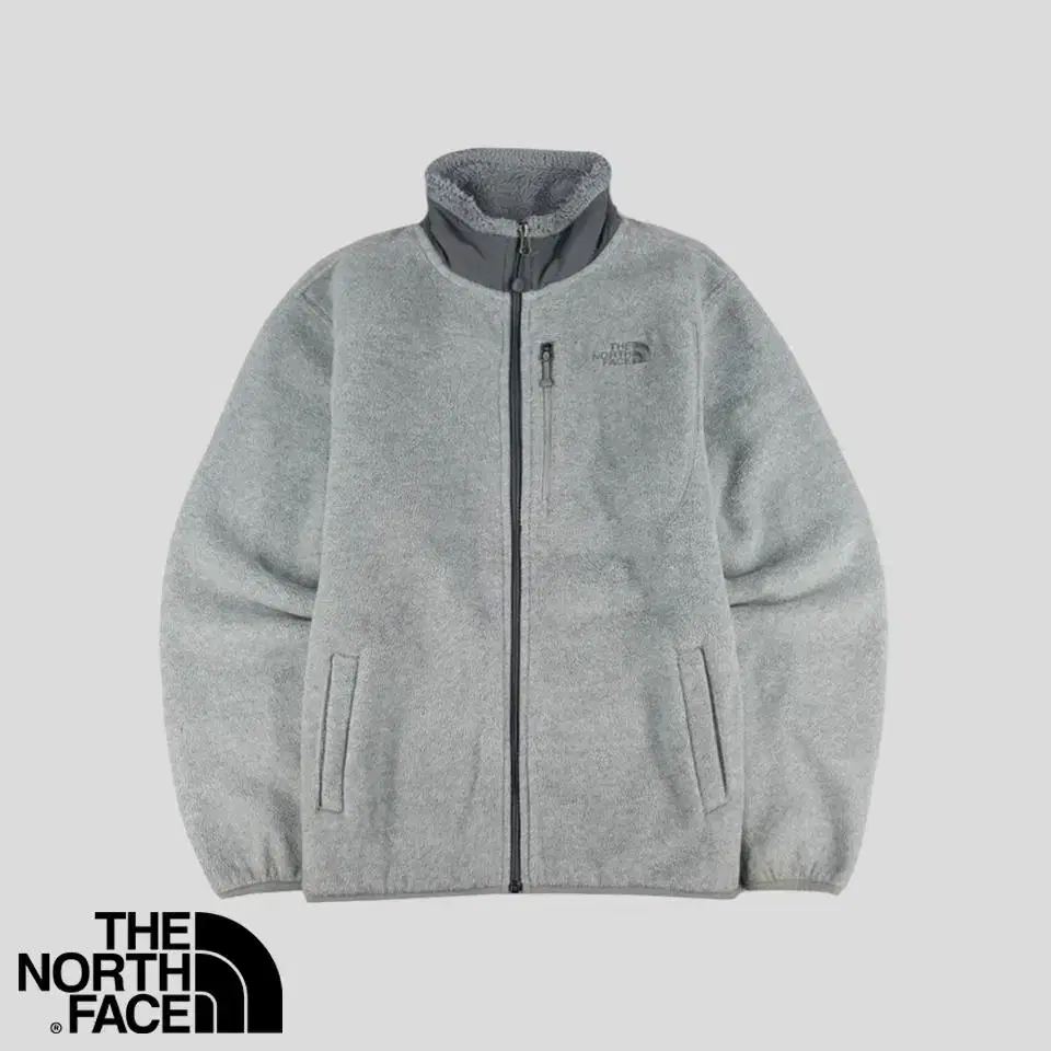 The North Face Melange Grey Charcoal Chest Pocket Fleece Hoodie WOMENS