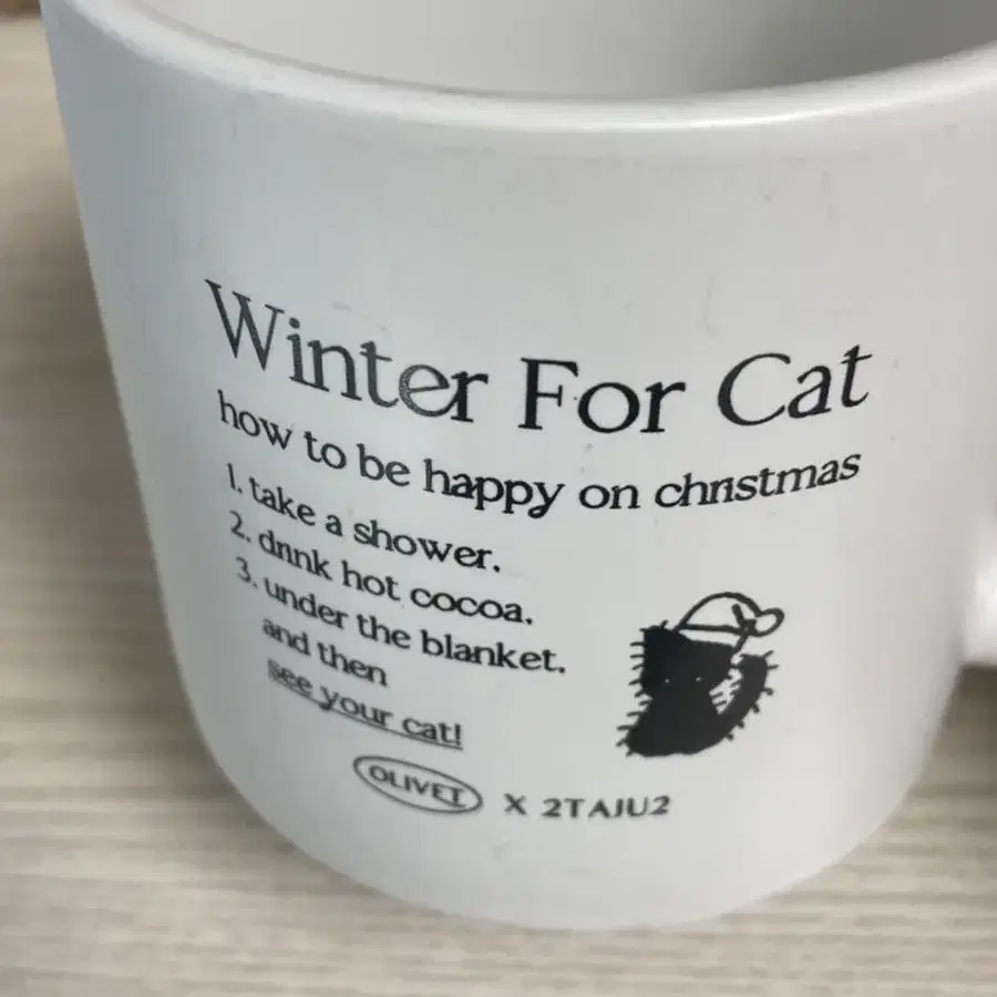 올리베 이타주의 콜라보 윈터포캣 머그 winter for cat 컵