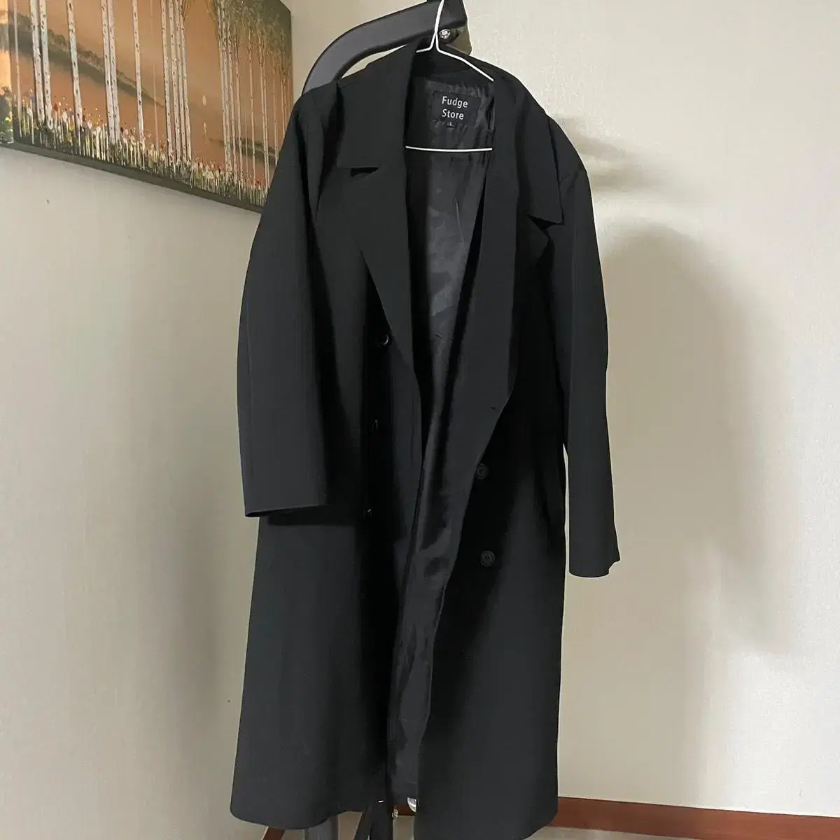 Essential double trench coat black size S with straps