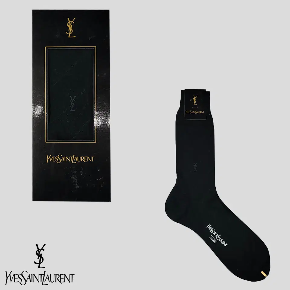 YSL 입생로랑 딥네이비 사선 스트라이프 코튼 나일론 정장양말 롱삭스 새