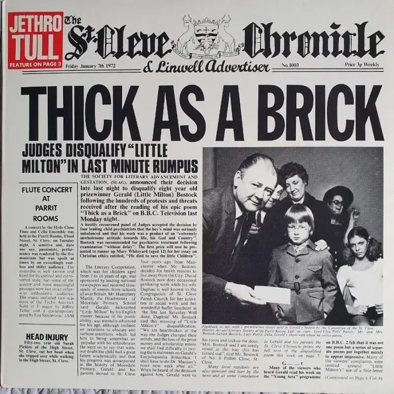 JETHRO TULL - THICK AS A BRICK LP(미국반)