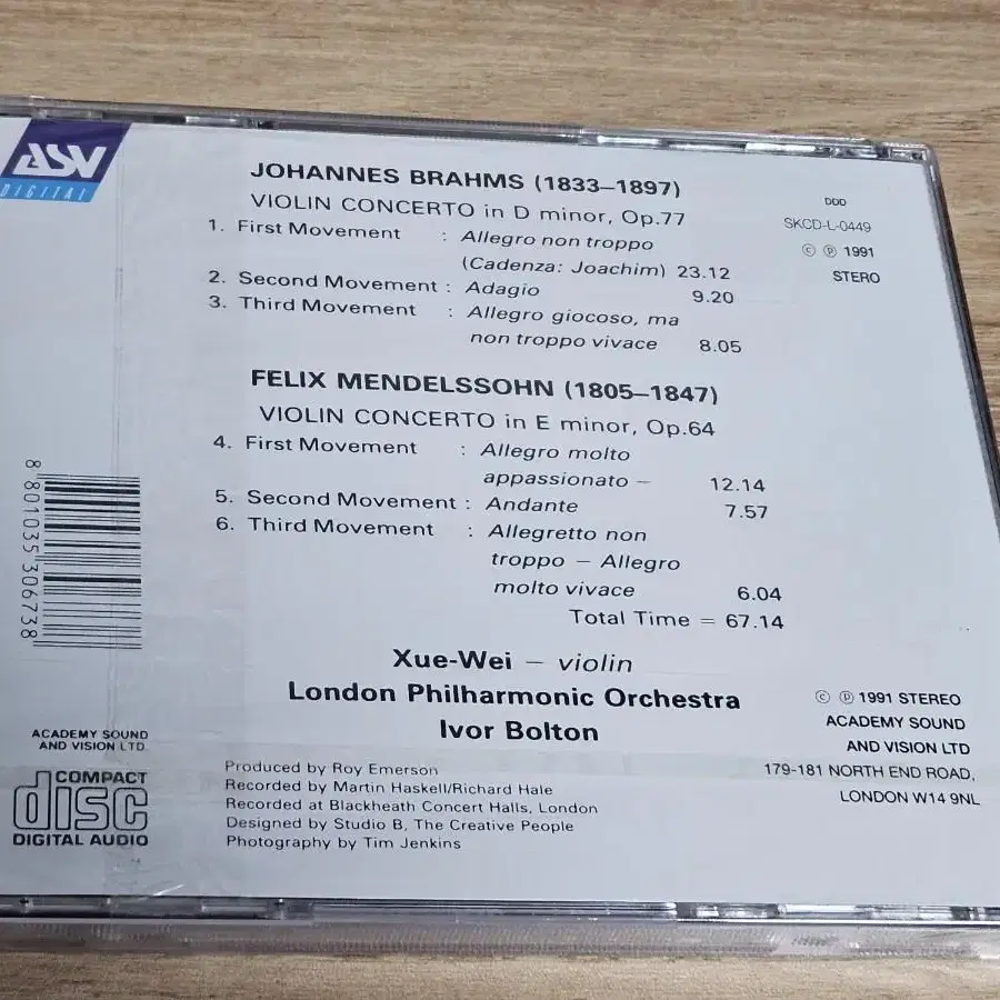 Brahms&Mendelssohn:Violin Concertos X cd