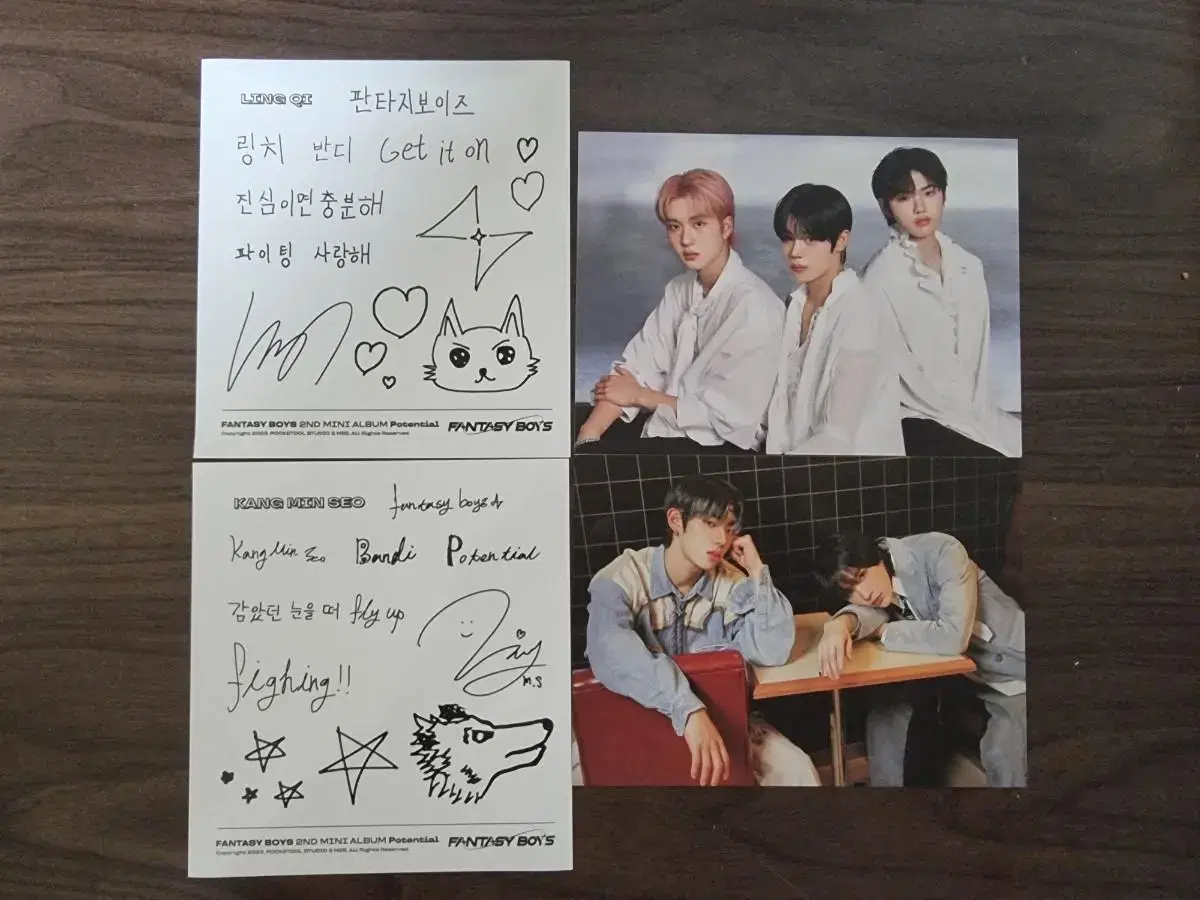 Fantasy Boys postcard, signature sticker