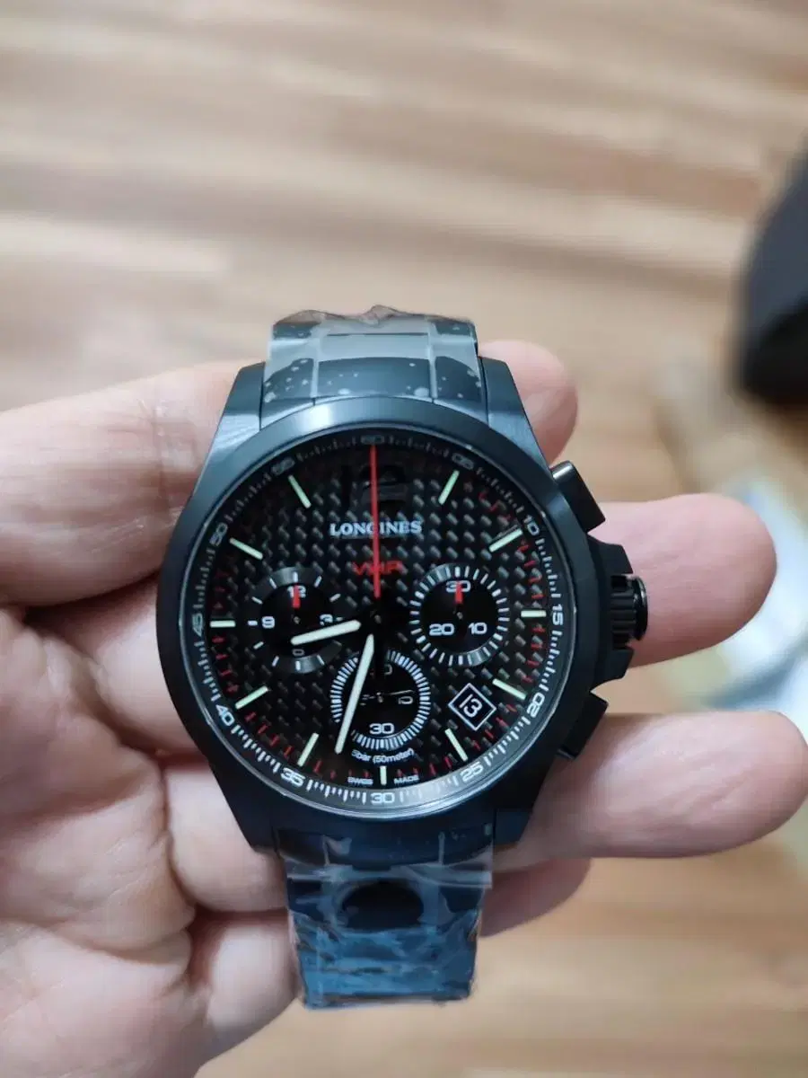 Longines Conquest VHP Perpetual Chronograph Black Carbon Dial Watch