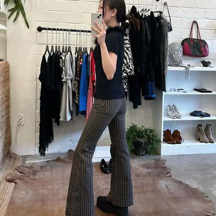 TORNADO MART herringbone boot cut pants