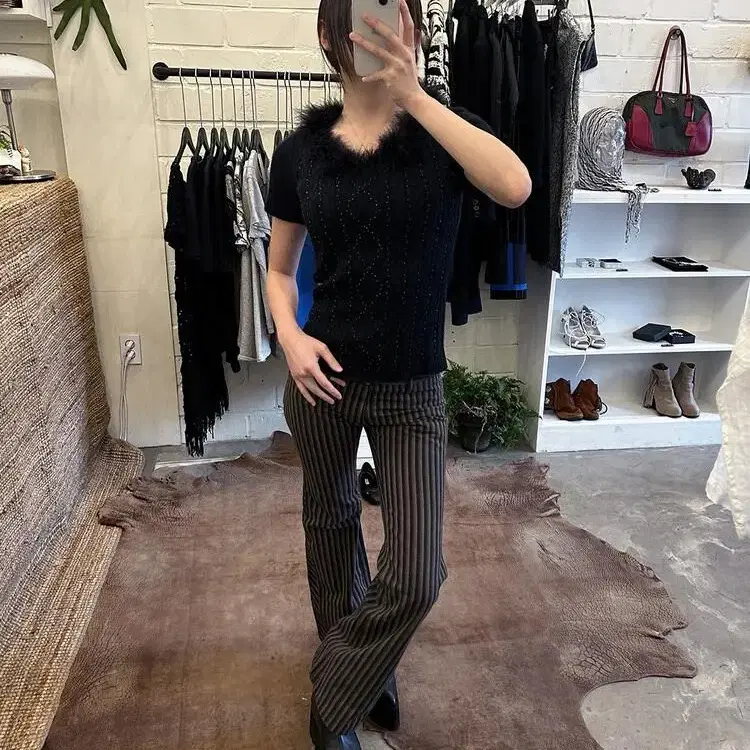 TORNADO MART herringbone boot cut pants