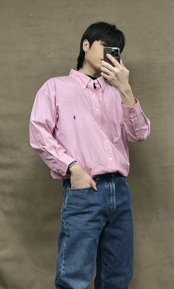 Polo Pink Striped Shirt 3XL