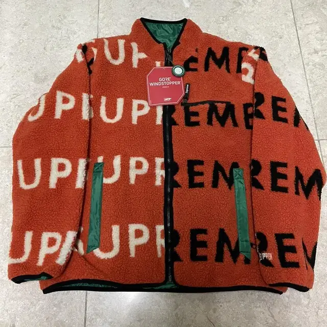 슈프림 SUPREME 오렌지 로고 리버시블 후리스 자켓