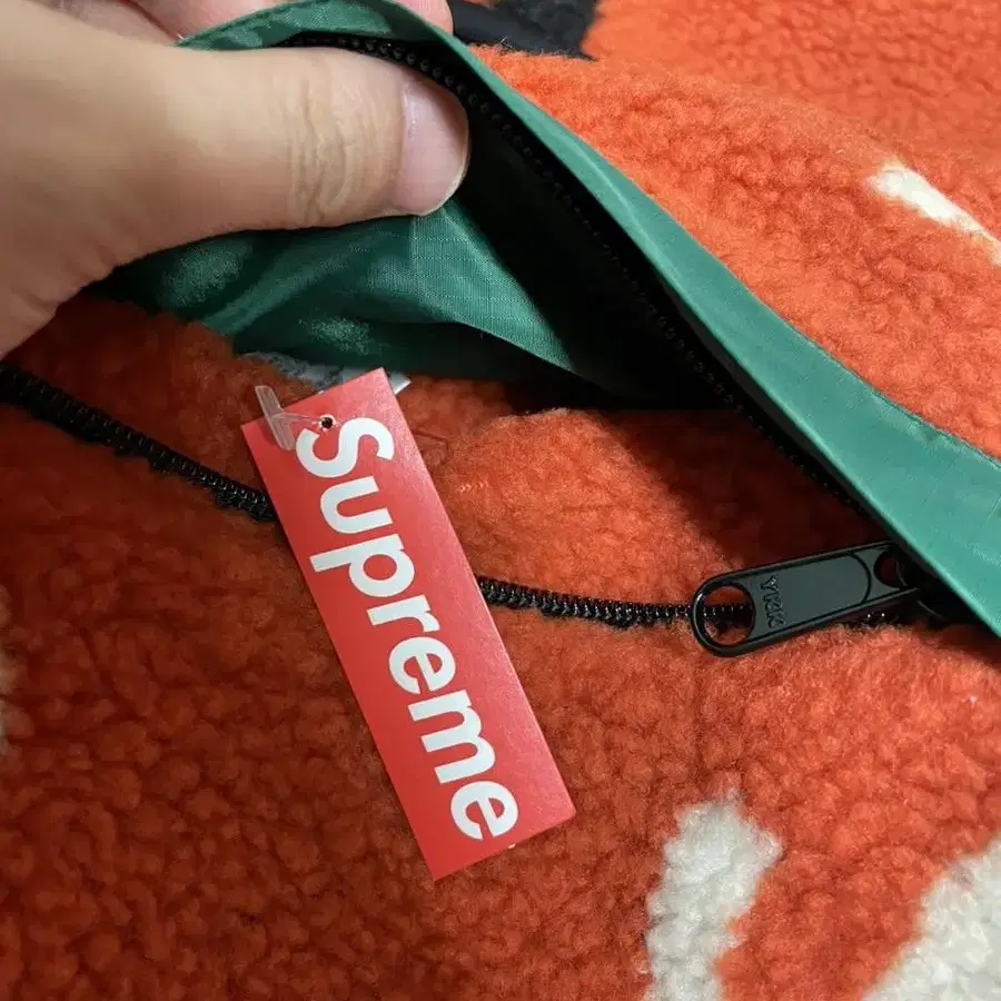 슈프림 SUPREME 오렌지 로고 리버시블 후리스 자켓