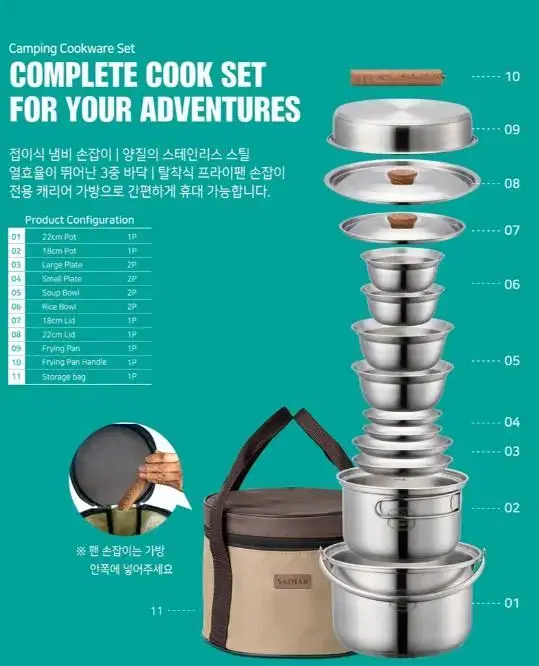 바이마르 뉴본 스텐 삼중바닥 냄비 캠핑풀세트 15p 새제품