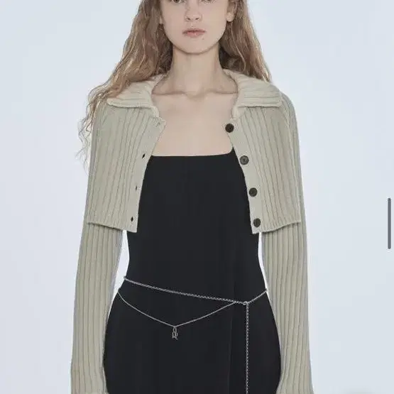 다이애그널 RIBBED COLLAR BOLERO CARDIGAN