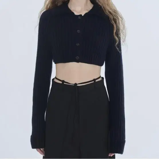 다이애그널 RIBBED COLLAR BOLERO CARDIGAN