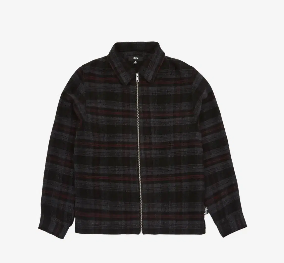 Stussy Reed Wool Check Zip-up Shirt Black