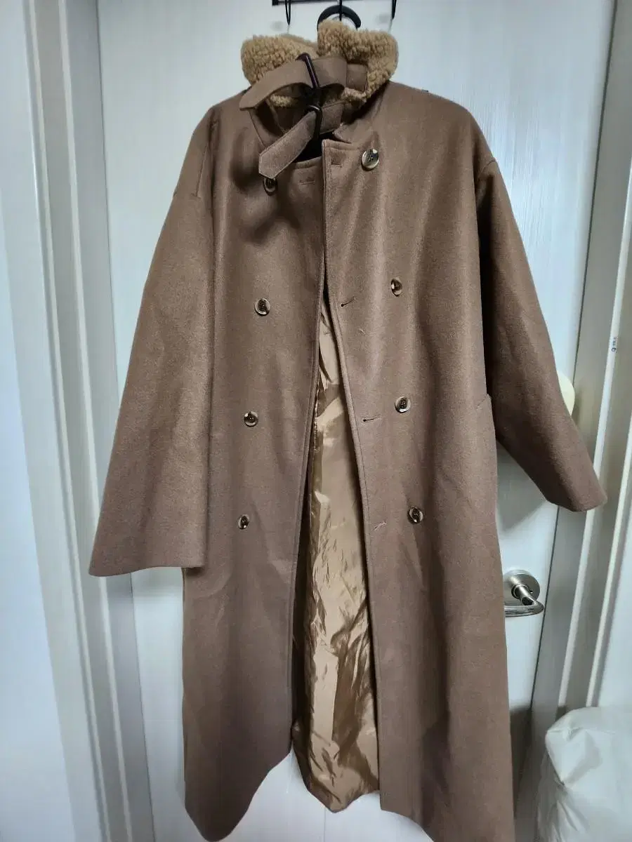 Long Mustang Fleece CoatBrown