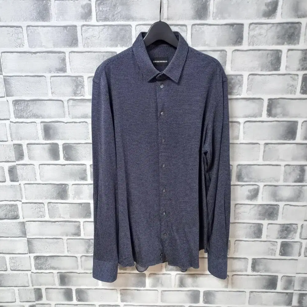 12-4/Emporio Armani Navy Pattern Shirt Men