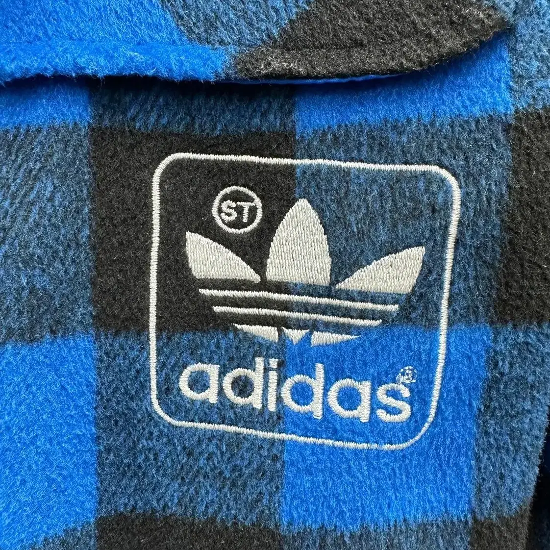 아디다스 오리지널 adidas blue plaid wool jacket