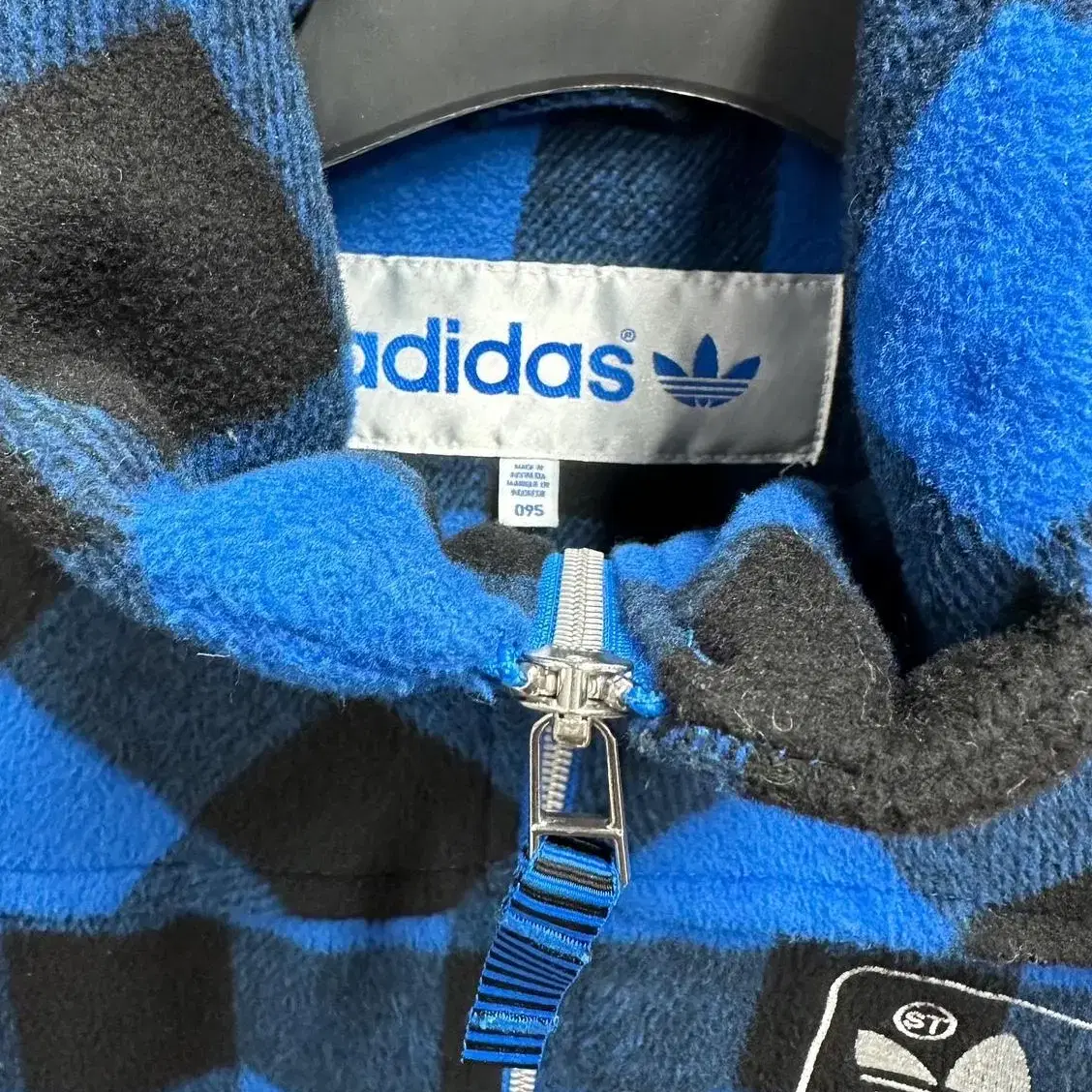 아디다스 오리지널 adidas blue plaid wool jacket